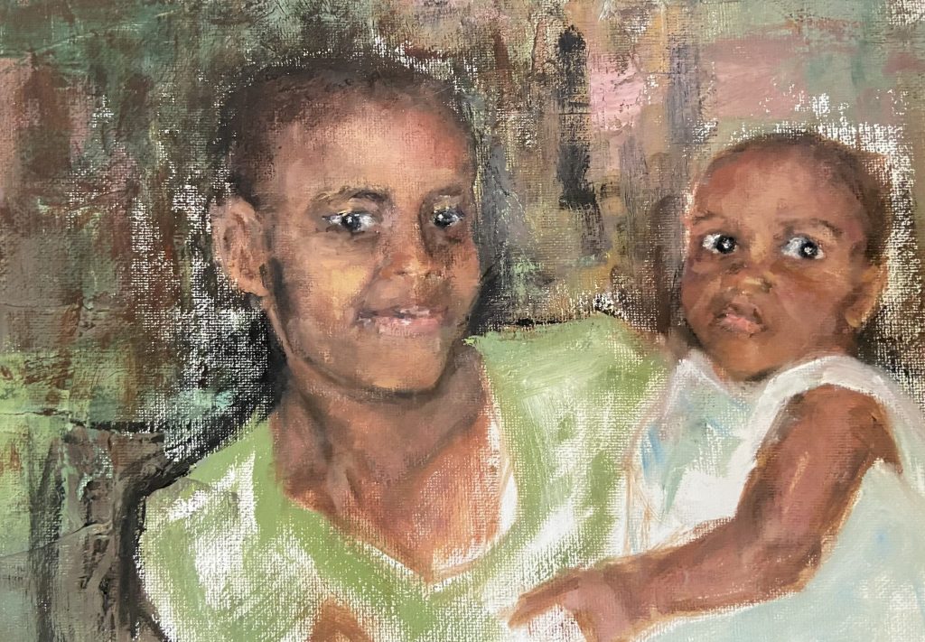 Brother and sister oil painting sophie guedon