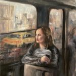 oil painting of a Girl in the train