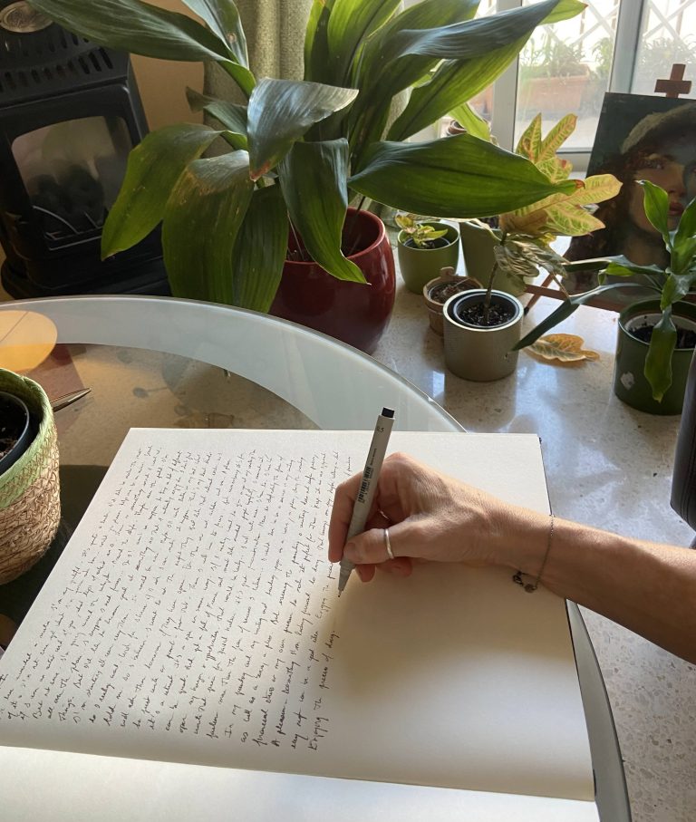 Hand writing on a journal