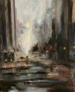 City oil painting