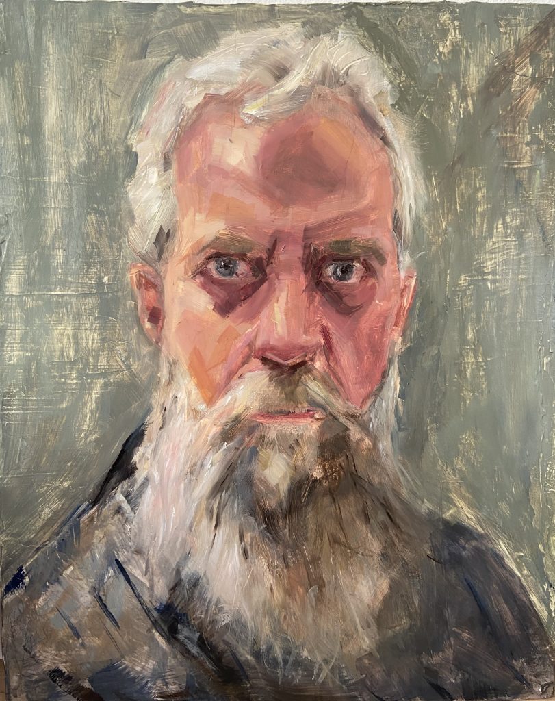 oil portrait of man with beard 