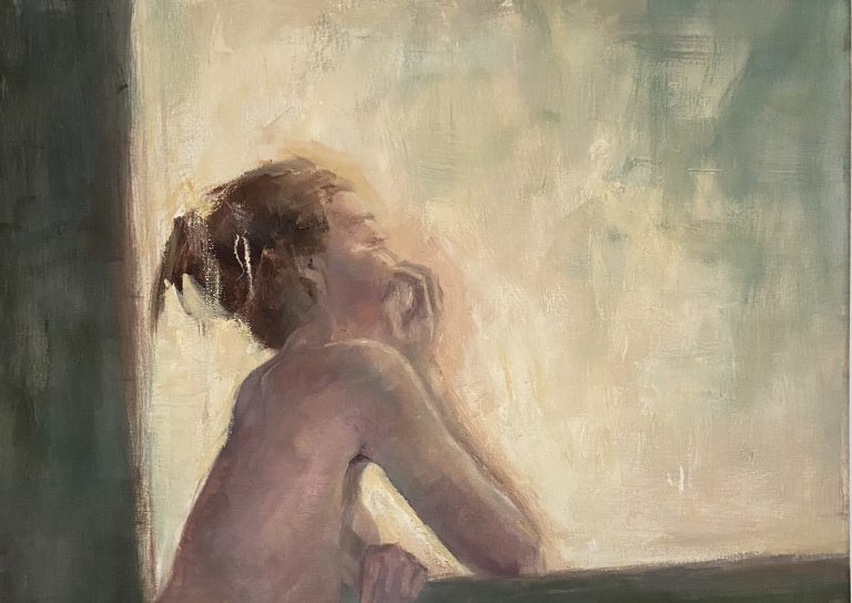 painting of woman by window