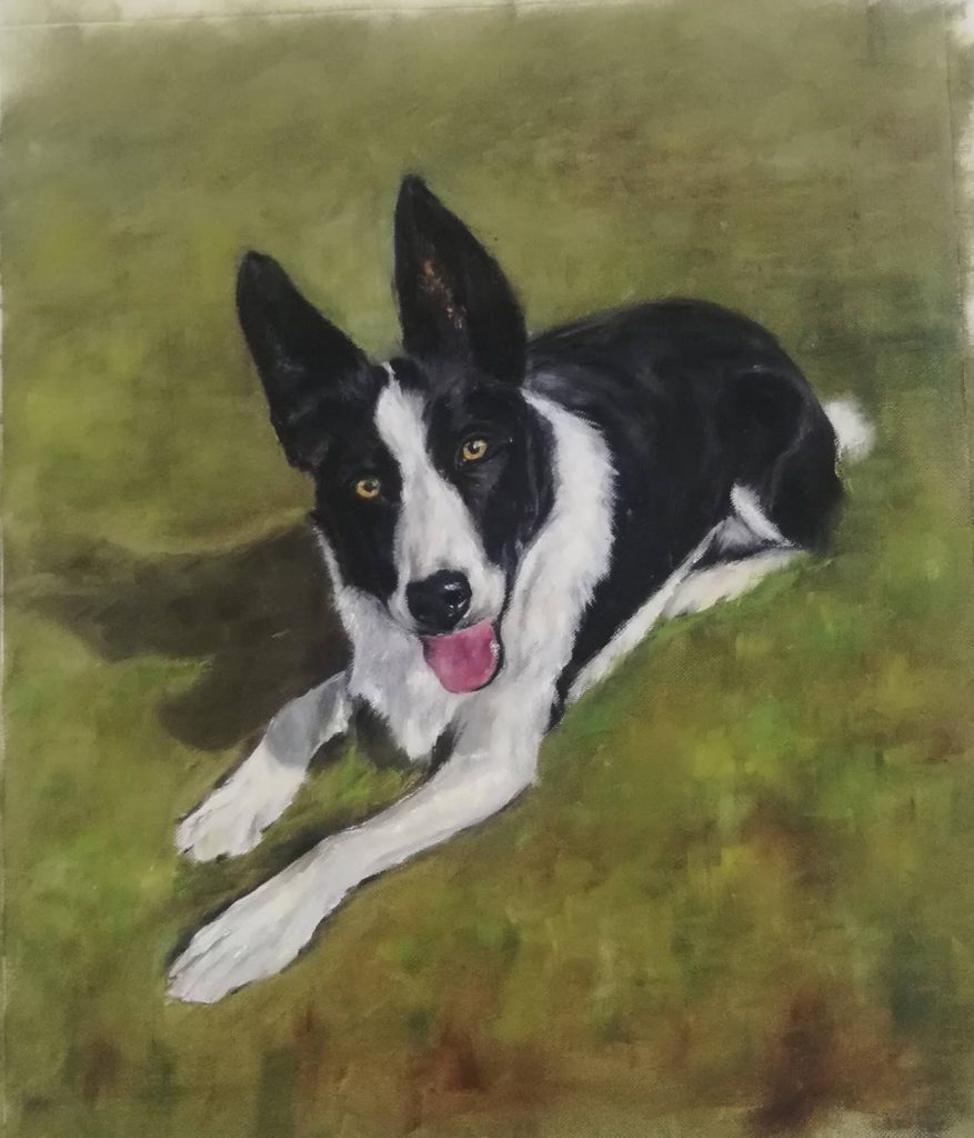 oil painting of dog of Anne Marie